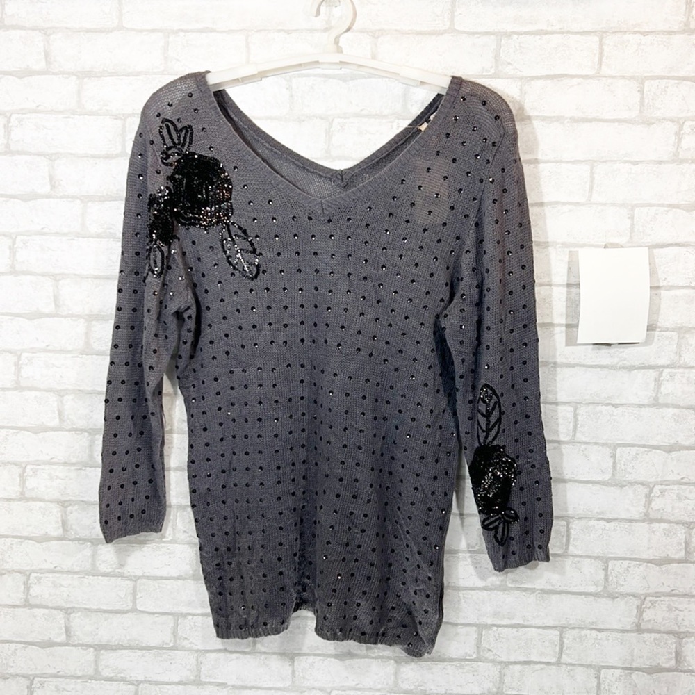 Hush V-neck sequined plus size sweater size XXL